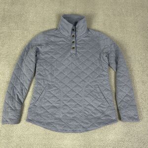 Marmot Sweater Womens Small Blue Quilted 1/4 Snap Pullover Casual Outdoor